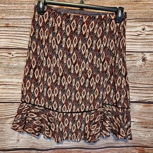 Premise midi skirt Women's size 8 brown/cream design NWT